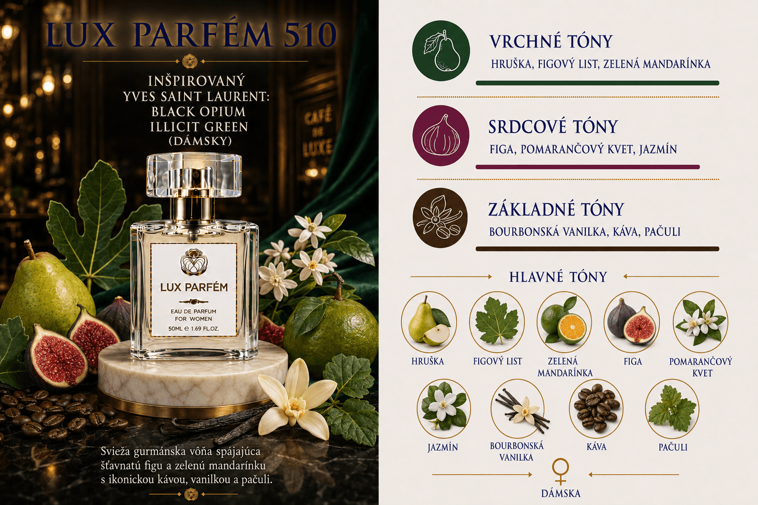 Lux Parfém 510 – Inšpirovaný Yves Saint Laurent: Black Opium Illicit Green